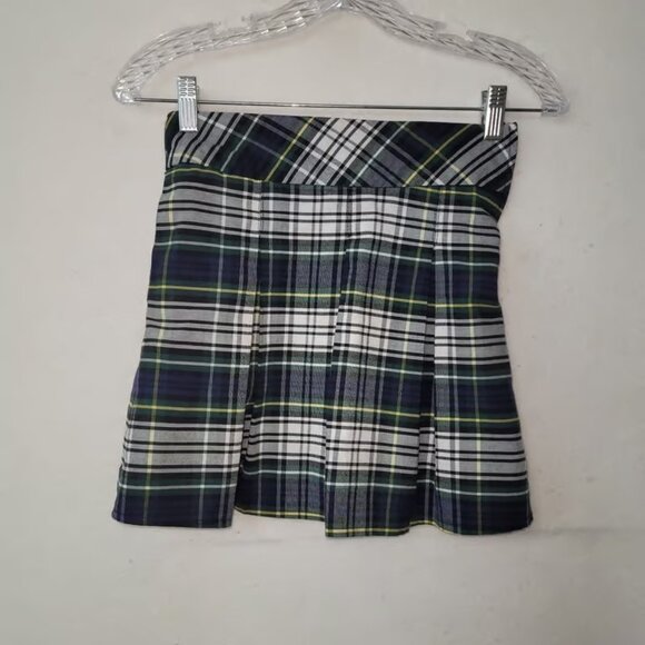 Dresses & Skirts - School Apparel Inc Plaid Pleated Skirt Kids Size 6 Reg Green Navy Yellow Tartan